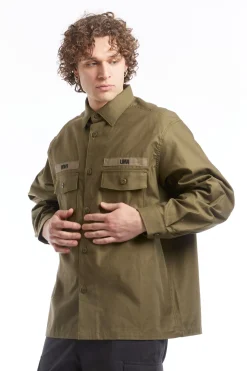 CBW LS COTTON SATIN SHIRT OLIVE DRAB