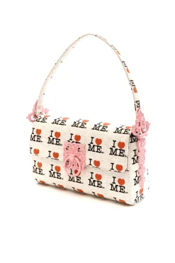 GREY I HEART ME LOCK HANDBAG
