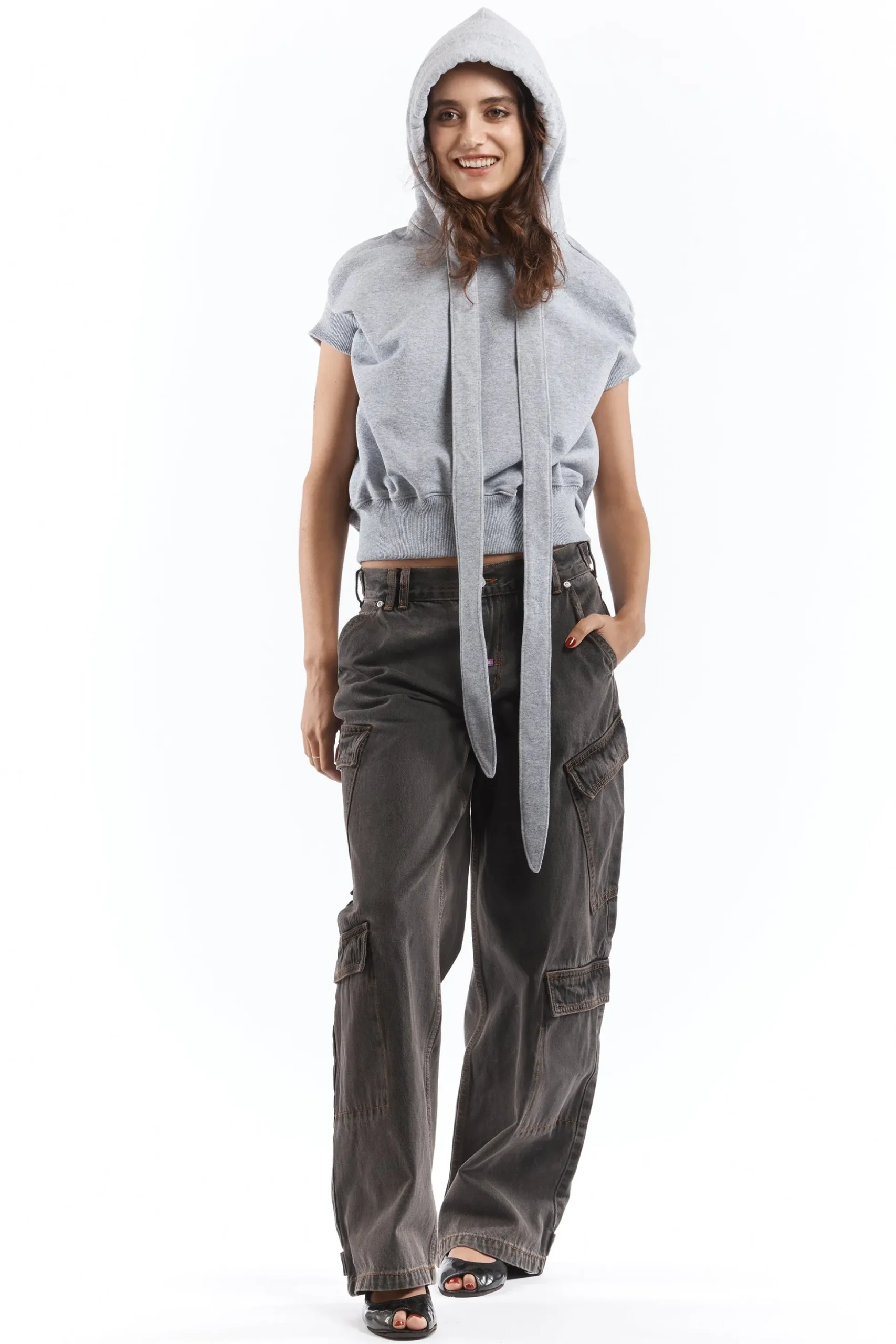 LONG STRAP CROPPED HOODIE