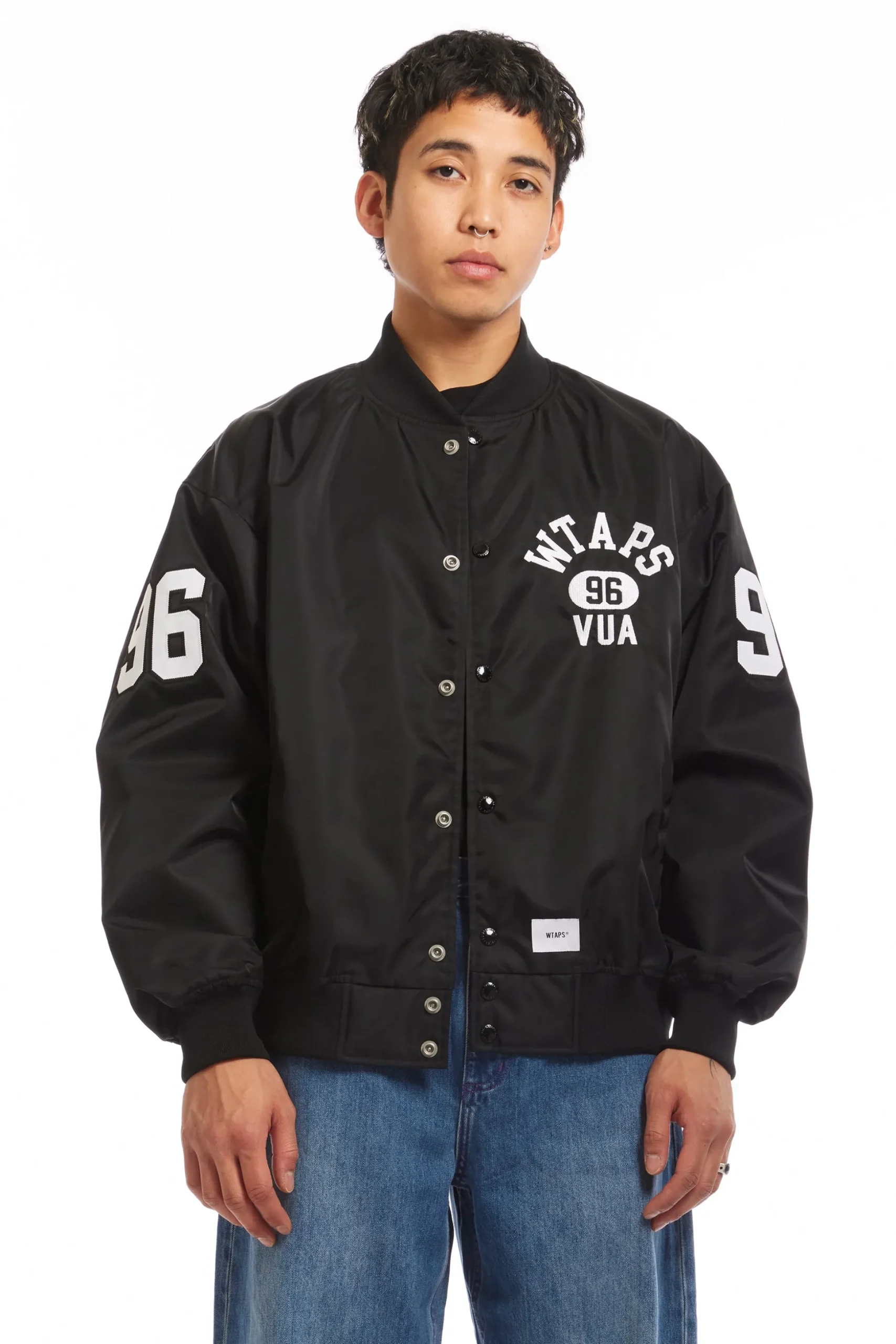 NYLON TWILL TEAM JACKET BLACK