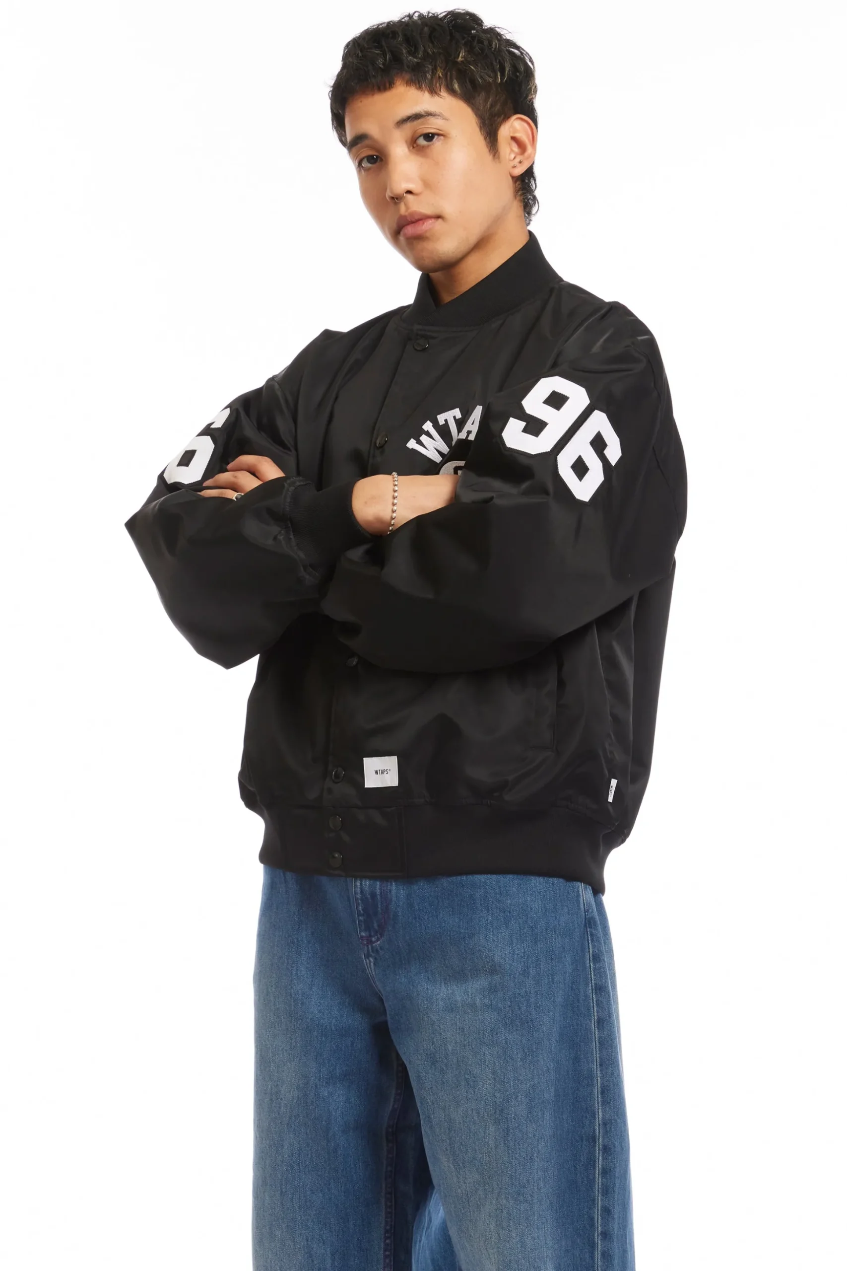 NYLON TWILL TEAM JACKET BLACK