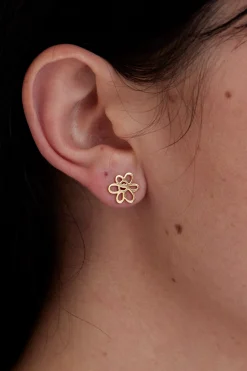 OUTLINE GESTURE STUD - GOLD
