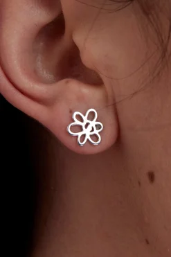 OUTLINE GESTURE STUD - SILVER
