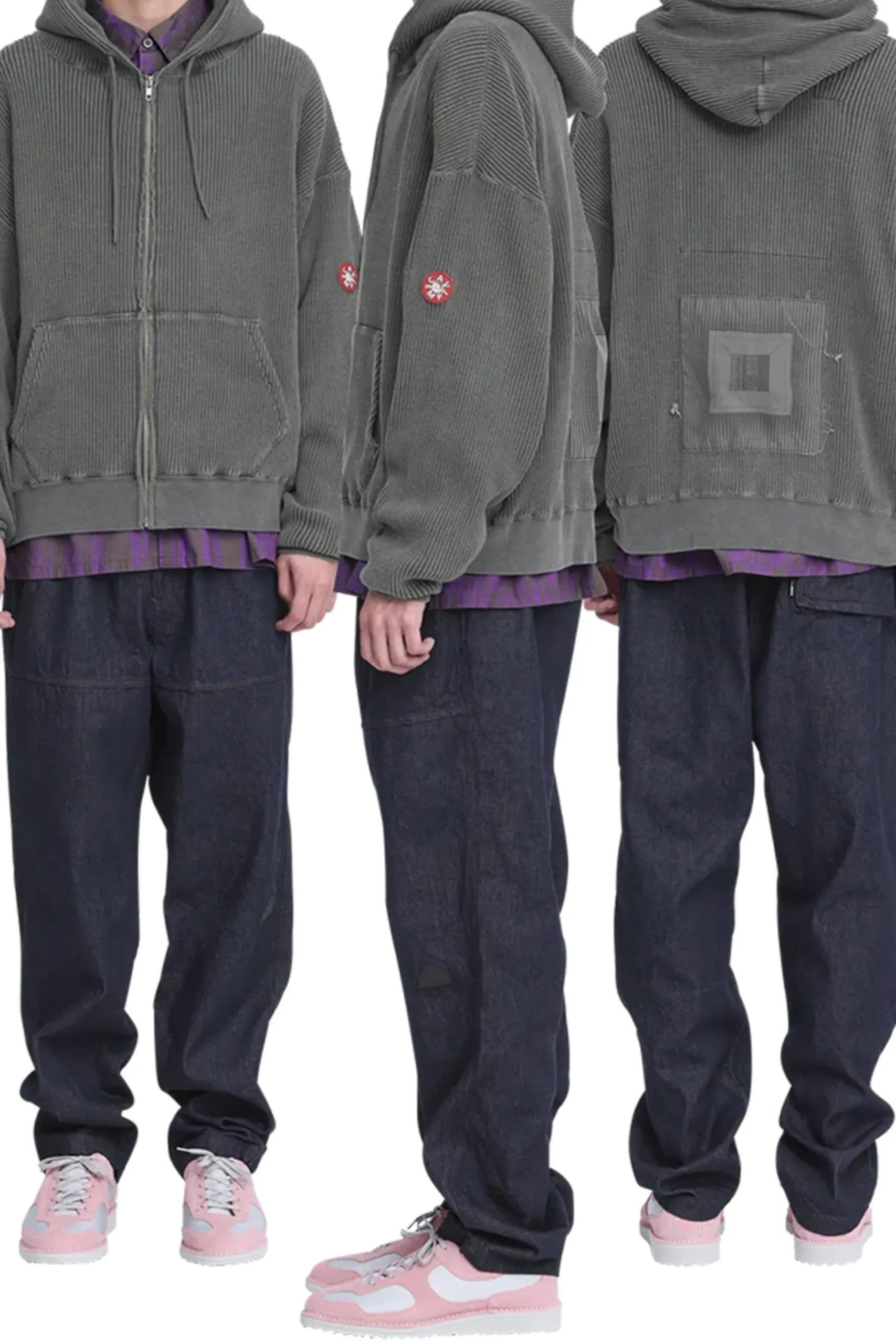 OVERDYE WIDE RIB CUT ZIP HOODY