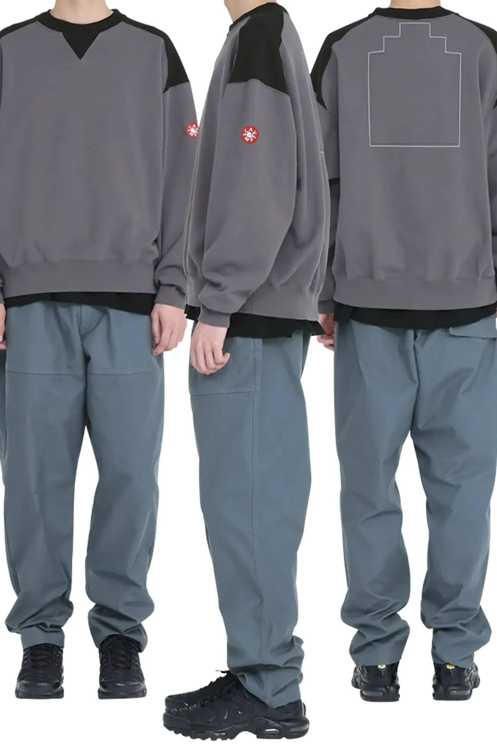 PANEL SHOULDER CREW NECK CHARCOAL