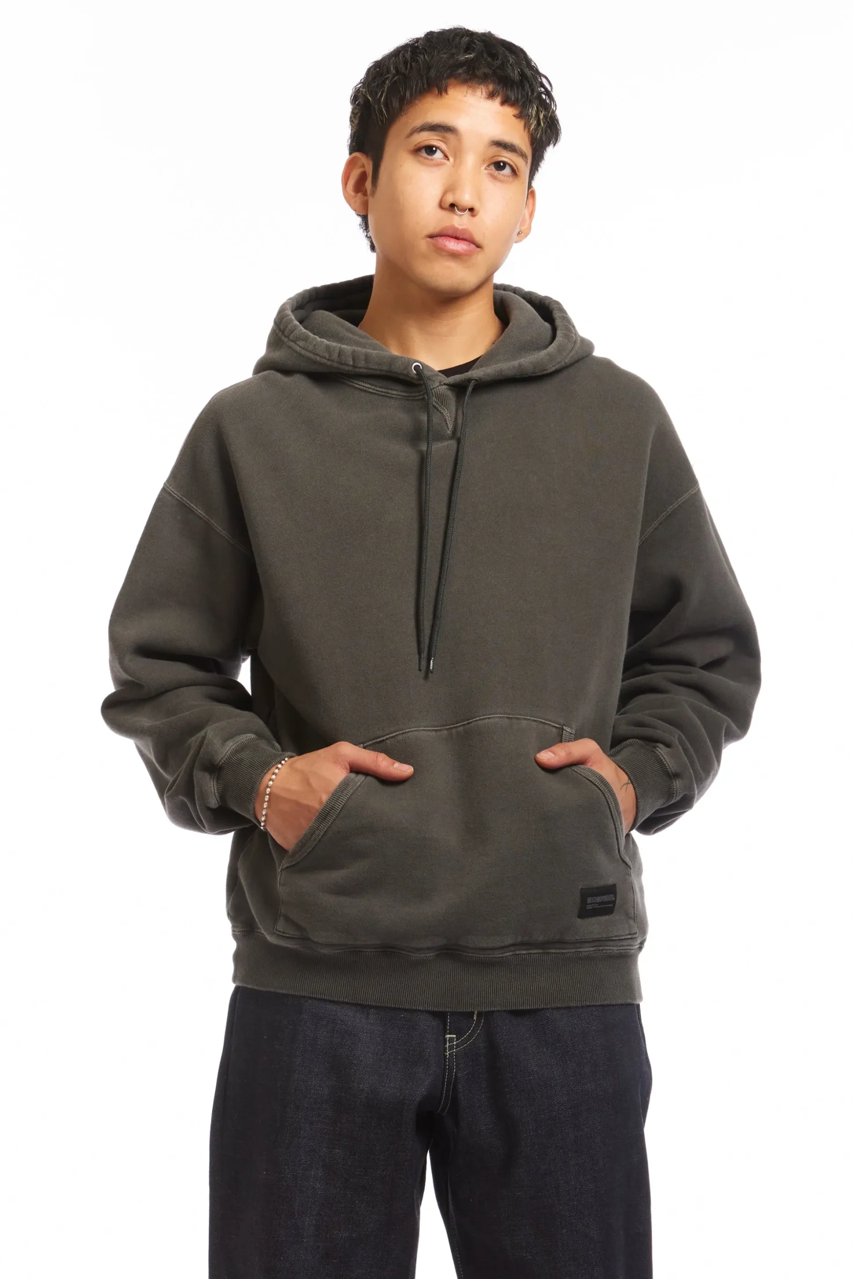 PIGMENT DYED SWEAT HOODIE BLACK