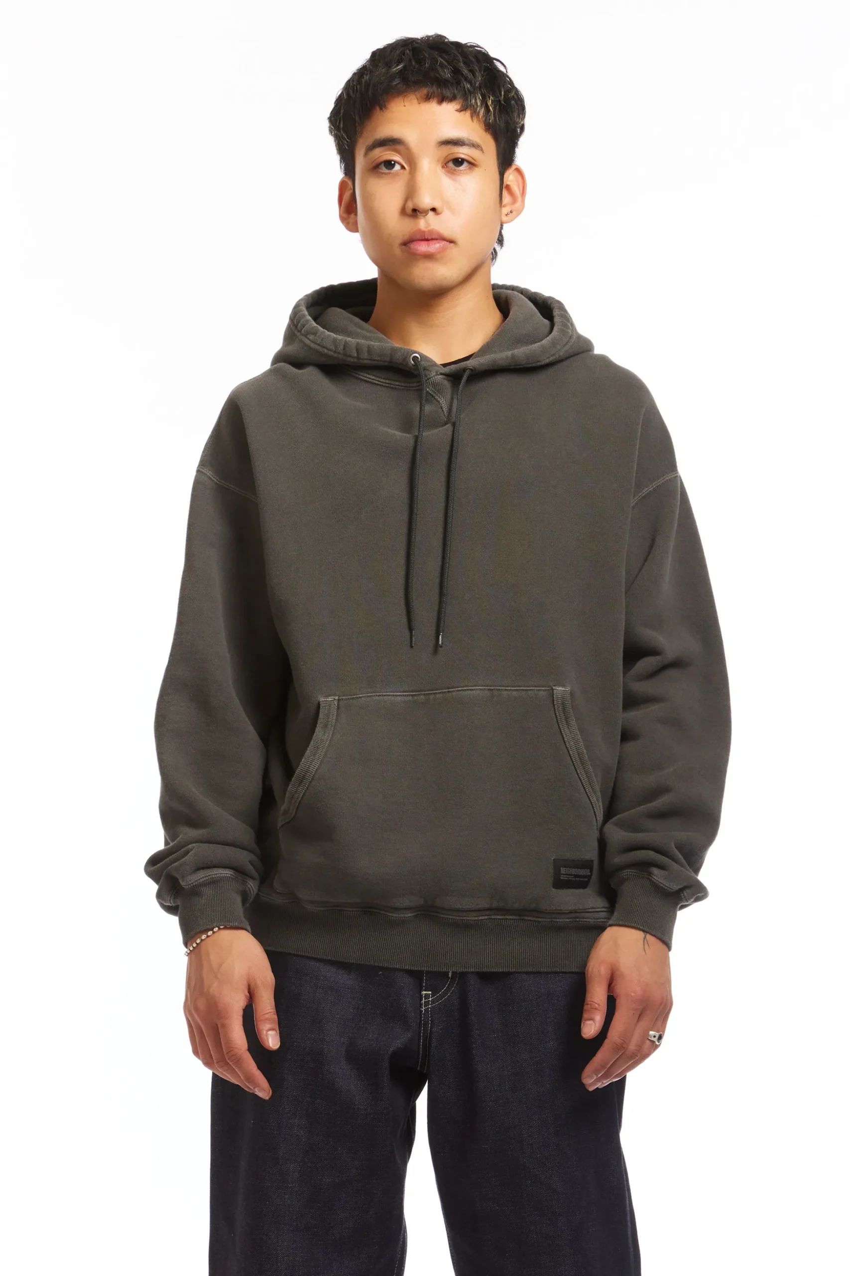 PIGMENT DYED SWEAT HOODIE BLACK