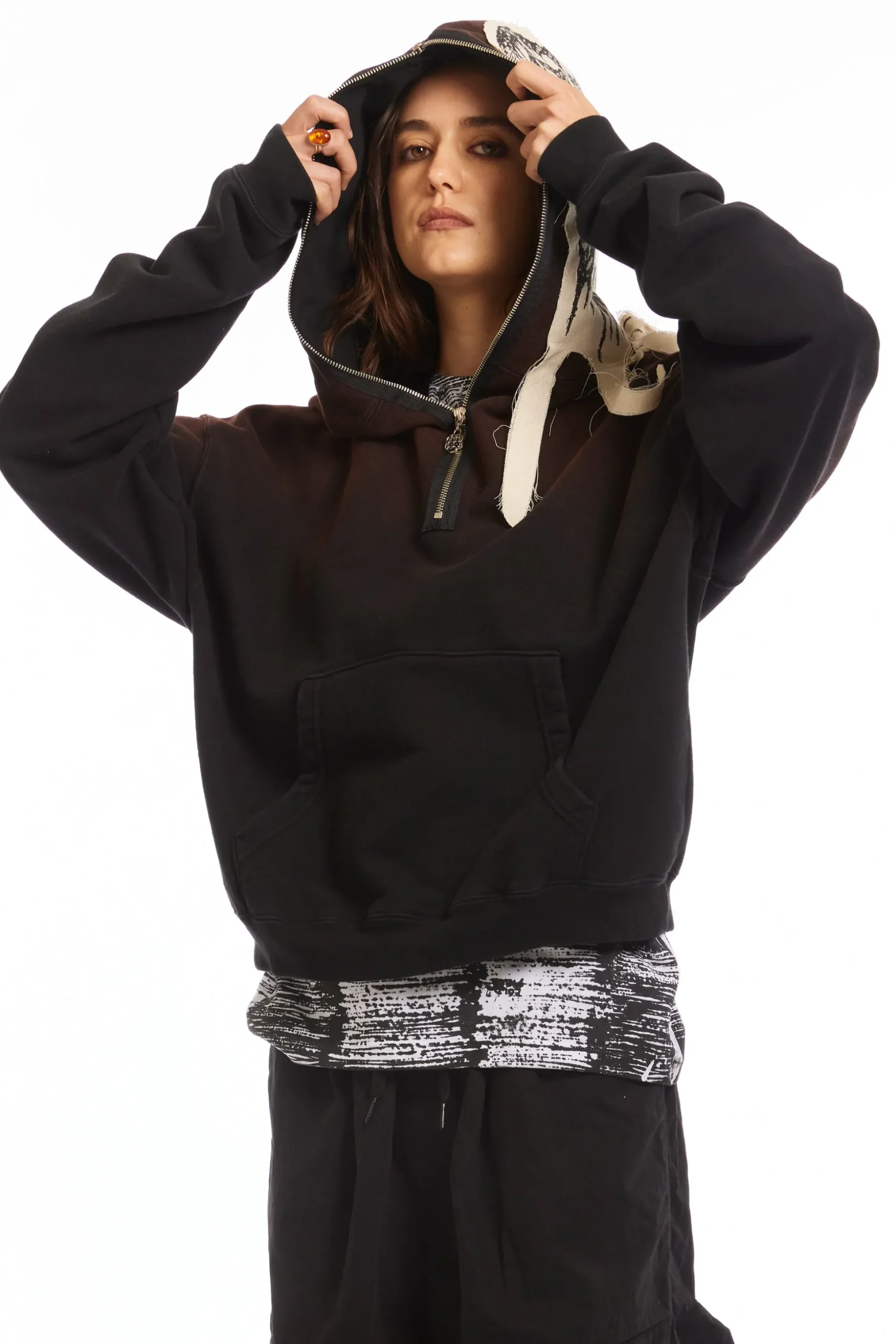 PUNK PATCH 1/4 ZIP PULLOVER HOODIE