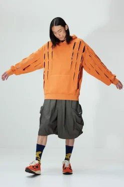 UP CYCLE SLASH HOODIE TANGERINE