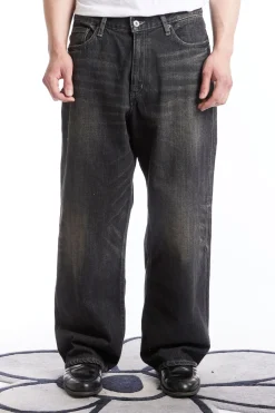 WASHED DENIM DP / WIDE PANTS BLACK
