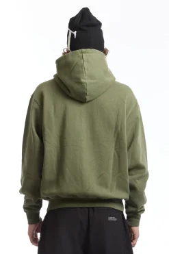Washed Script Logo Zip Hoodie Washed Olive